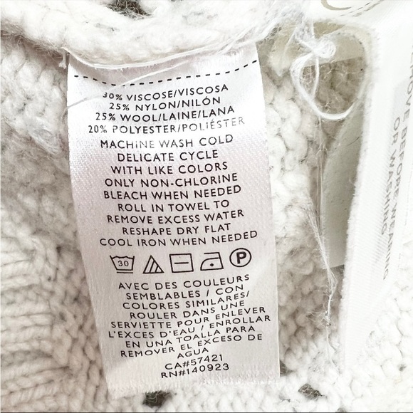 LOFT Wool Blend Turtleneck Chunky Pointelle Knit Oversized Cozy Bobble Sweater S - Picture 8 of 9